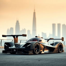 A 2-seater LMP-style road hypercar with sleek, aerodynamic lines and a futuristic design