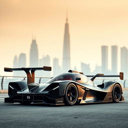 A 2-seater LMP-style road hypercar with sleek, aerodynamic lines and a futuristic design