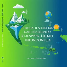 A book cover for "PERUBAHAN IKLIM DAN KINERJA EKSPOR HIJAU INDONESIA