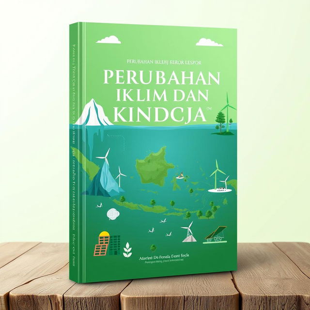 A book cover for "PERUBAHAN IKLIM DAN KINERJA EKSPOR HIJAU INDONESIA