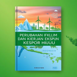 A book cover for "PERUBAHAN IKLIM DAN KINERJA EKSPOR HIJAU INDONESIA