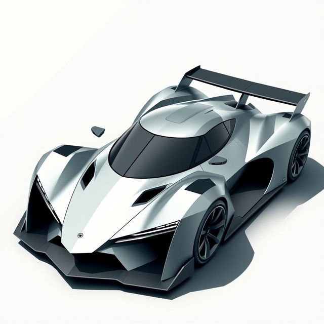 A vector design of a 2-seater LMP-style road hypercar inspired by the Cybertruck