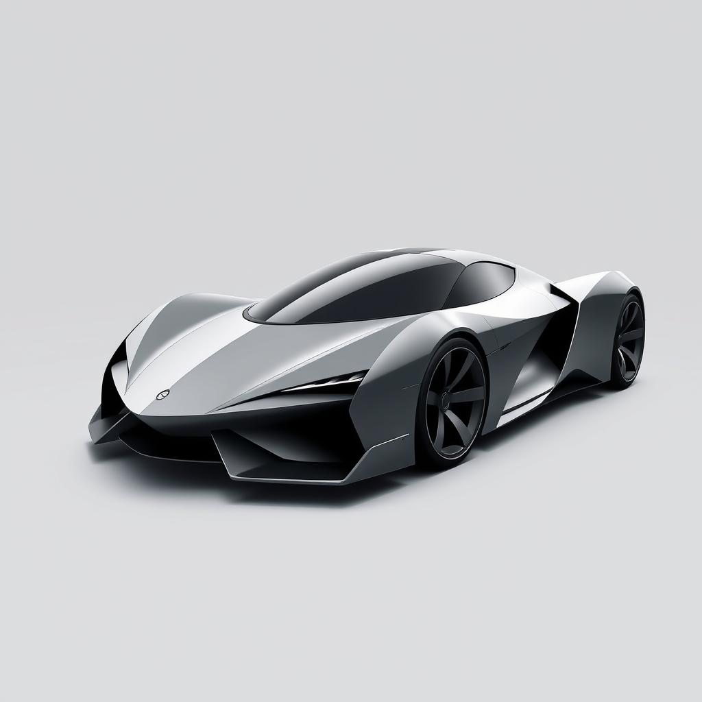 A vector design of a 2-seater hypercar with a wedge-shaped, minimalist design