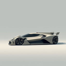 A vector design of a 2-seater hypercar with a wedge-shaped and brutalist aesthetic