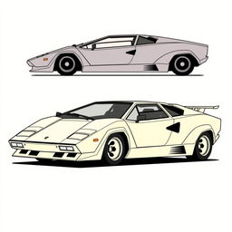 A vector design of a 2-seater hypercar shaped like the iconic Lamborghini Countach