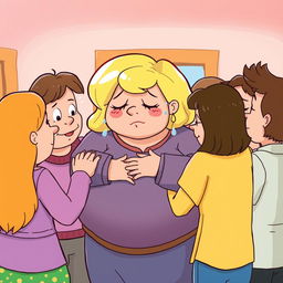 A cartoon illustration featuring a support group