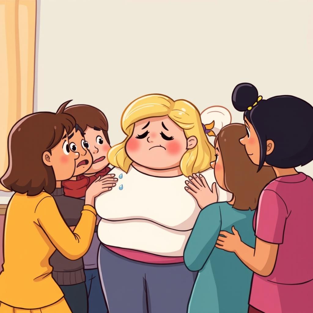 A cartoon illustration featuring a support group