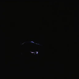 A young woman in a bikini is lying on her back, side facing towards us, in a completely dark space