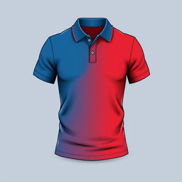 A simple yet stylish polo t-shirt design featuring a harmonious blend of blue and red colors