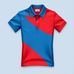 A simple yet stylish polo t-shirt design featuring a harmonious blend of blue and red colors