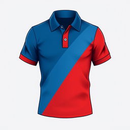 A simple yet stylish polo t-shirt design featuring a harmonious blend of blue and red colors