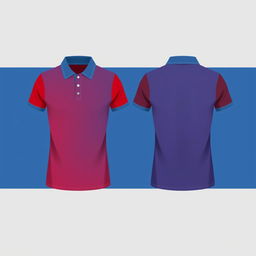 A simple yet stylish polo t-shirt design featuring a harmonious blend of blue and red colors