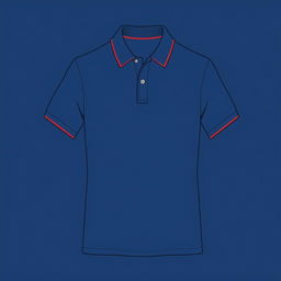 A simple yet elegant polo t-shirt design in a rich blue color, featuring a distinct red line accent