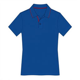 A simple yet elegant polo t-shirt design in a rich blue color, featuring a distinct red line accent