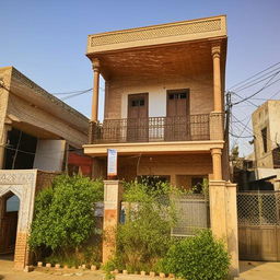 A small, double-story traditional Pakistani house with superb ventilation and notable architecture. The house emanates a unique charm, mingling traditional Pakistani aesthetics with modern functionality