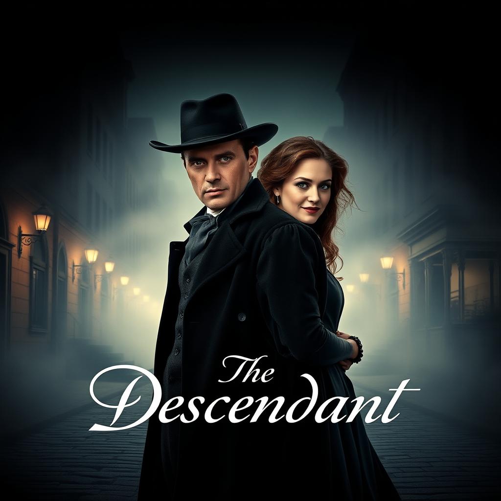 A captivating poster for the movie "The Descendant," set in 1850 New York