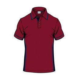 A robust and energetic polo t-shirt in a deep maroon color, accented with a striking navy blue line