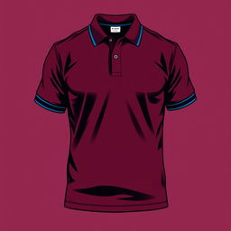 A robust and energetic polo t-shirt in a deep maroon color, accented with a striking navy blue line