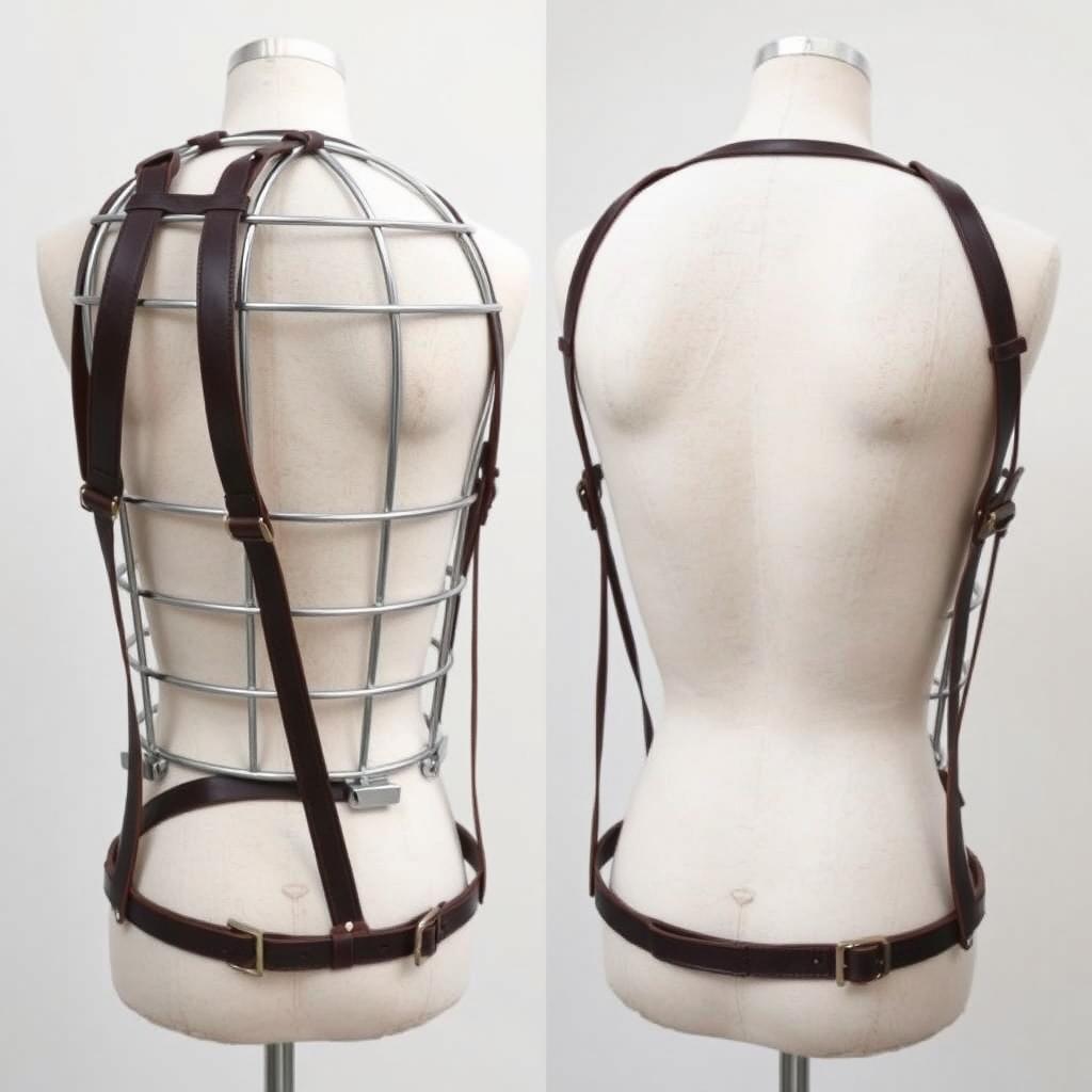 A cage with straps designed to be worn on the back, displayed prominently against a neutral background