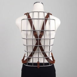 A cage with straps designed to be worn on the back, displayed prominently against a neutral background