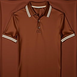 A stylish and glamorous polo t-shirt in a rich chocolate brown color, elegantly enhanced with a soft cream line
