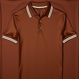 A stylish and glamorous polo t-shirt in a rich chocolate brown color, elegantly enhanced with a soft cream line