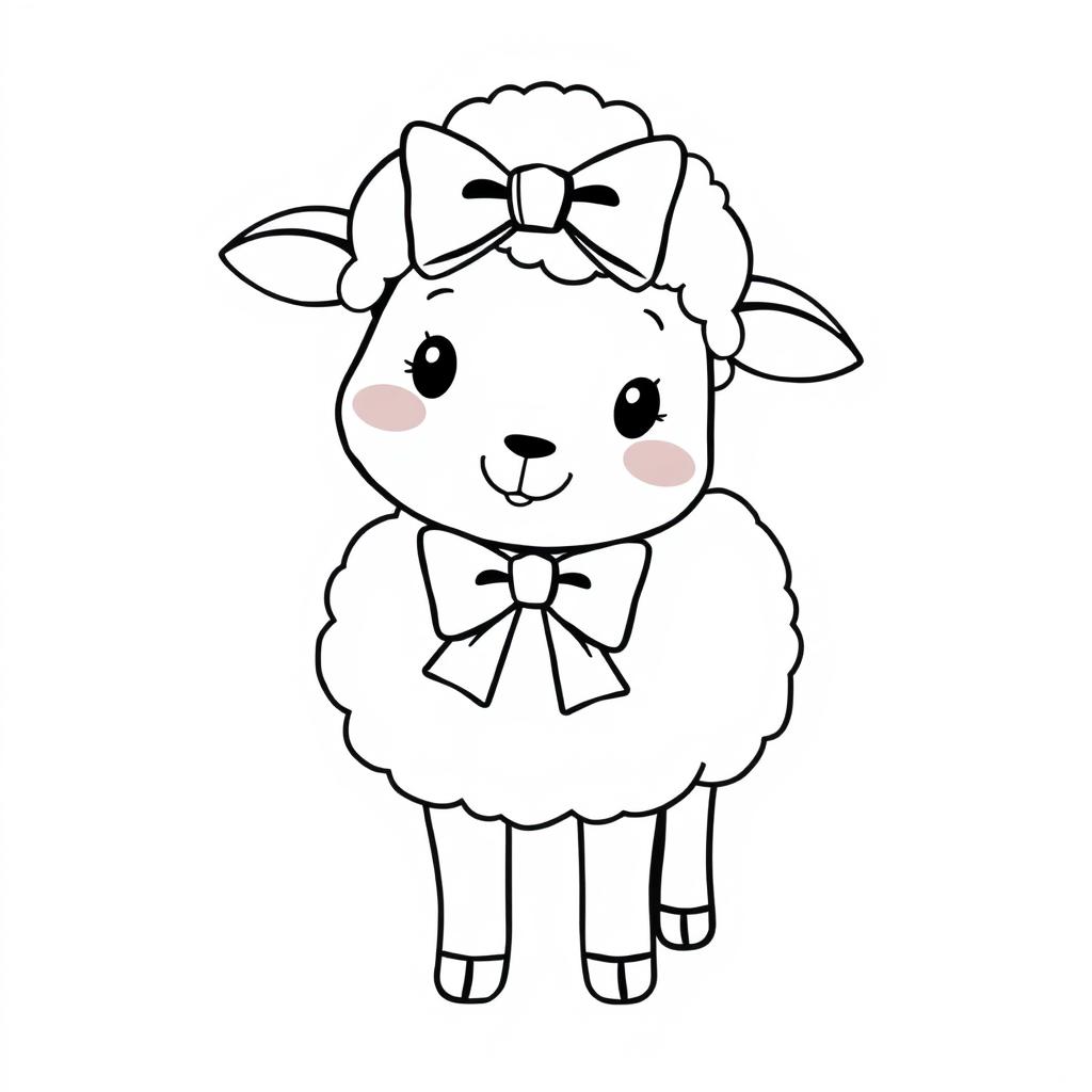 A cute sheep wearing a cheerful bow