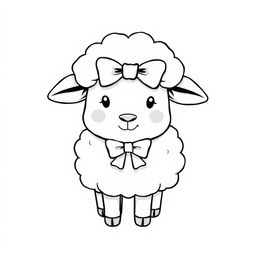 A cute sheep wearing a cheerful bow