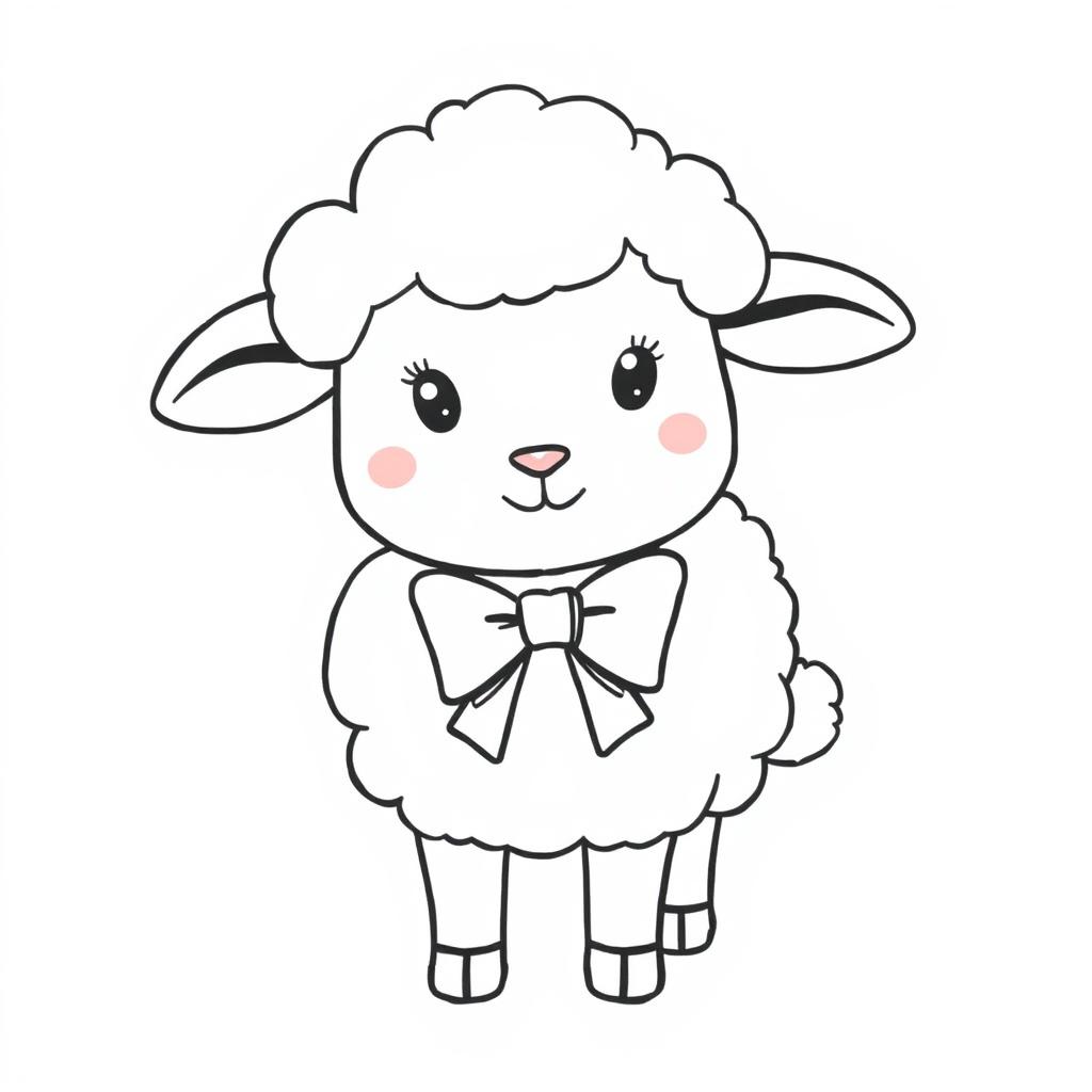 A cute sheep wearing a cheerful bow