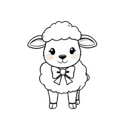 A cute sheep wearing a cheerful bow