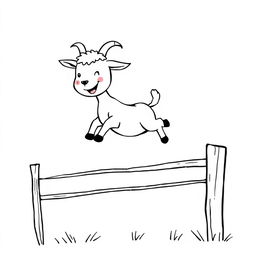 A little goat joyfully jumping over a fence, radiating happiness and playfulness