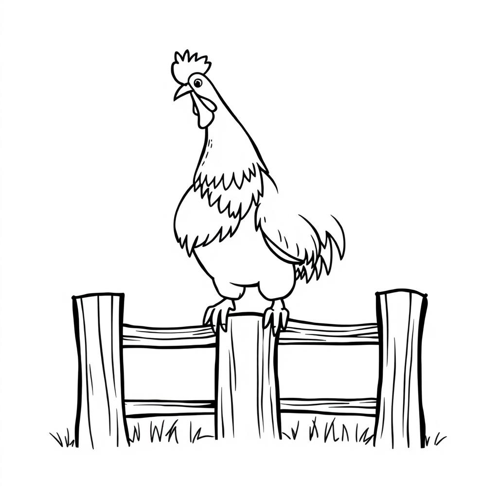 A proud rooster crowing energetically atop a fence, exuding confidence and vibrancy