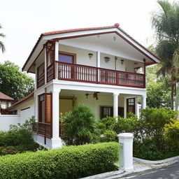 A small, double-story traditional house with excellent ventilation and impressive architecture. The house radiates a nostalgic charm, flawlessly blending functionality and time-honored design