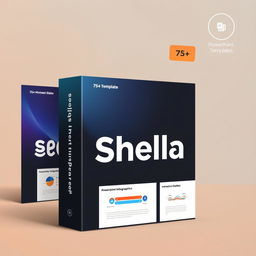 A sleek and professional cover for a PowerPoint template product named 'PPT Template - Shella'