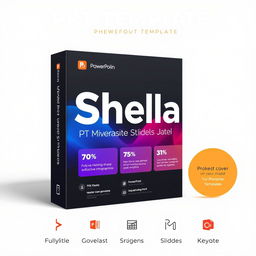 A sleek and professional cover for a PowerPoint template product named 'PPT Template - Shella'