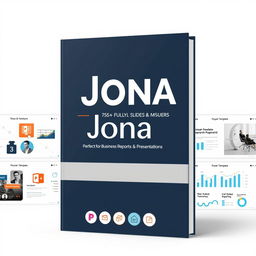 A modern and eye-catching cover for a PowerPoint template product named 'Jona'