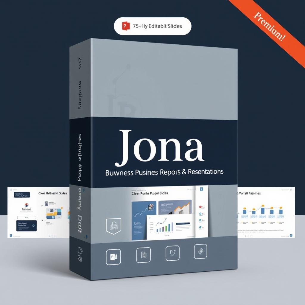 A modern and eye-catching cover for a PowerPoint template product named 'Jona'