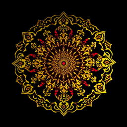 A beautifully intricate mandala, set against a deep black background