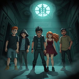 A group of five nerdy friends named Lucas, Ana, Rafael, Clara, and Pedro find themselves trapped in a haunted mansion with supernatural elements