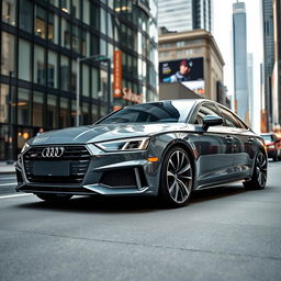 Audi S4 B8 in a sleek grey color, parked in a modern urban setting