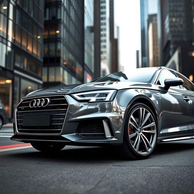 Audi S4 B8 in a sleek grey color, parked in a modern urban setting