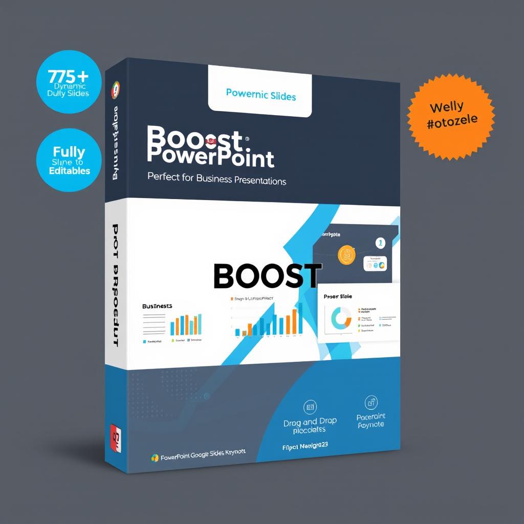 A modern and professional cover for a PowerPoint template product named 'Boost'