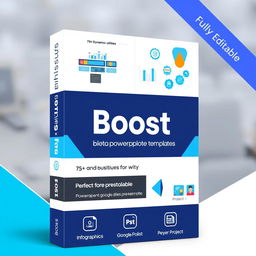 A modern and professional cover for a PowerPoint template product named 'Boost'