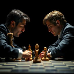 An awe-inspiring promotional poster for a movie featuring two people engaged in a game of chess