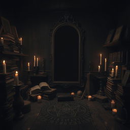 A dimly lit room filled with ancient and ritualistic objects