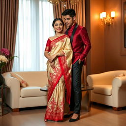 A Thai couple in a romantically lit room, emphasizing cultural elegance