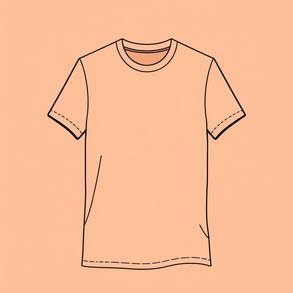 A stylish peach-colored t-shirt design featuring a modern and clean aesthetic