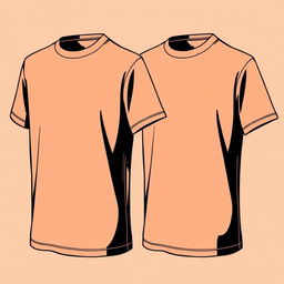 A stylish peach-colored t-shirt design featuring a modern and clean aesthetic