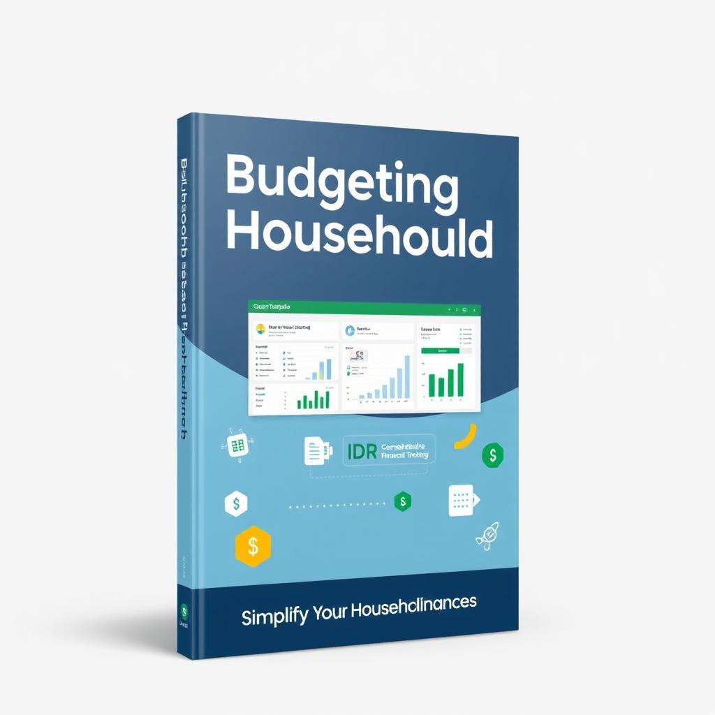 A sleek and modern cover for an Excel Dashboard template called 'Budgeting Household - IDR'