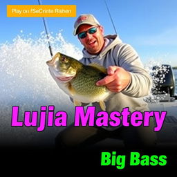 An engaging thumbnail design for a video, showing a fisherman in a grey sweatshirt catching a bass from a boat that is dramatically splashing through the water